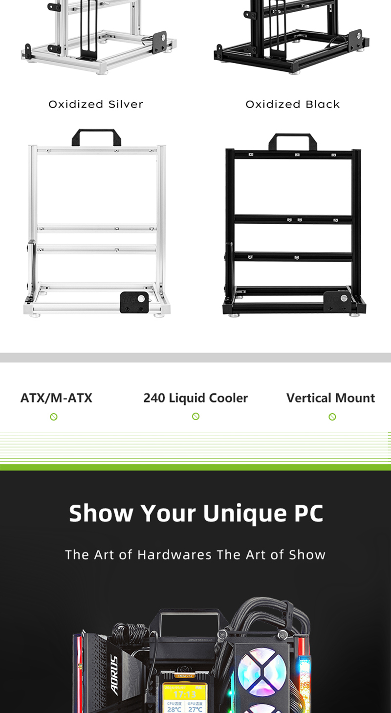 METALFISH BlockCase Aluminum Open Frame PC Case ATX M-ATX - picture 6