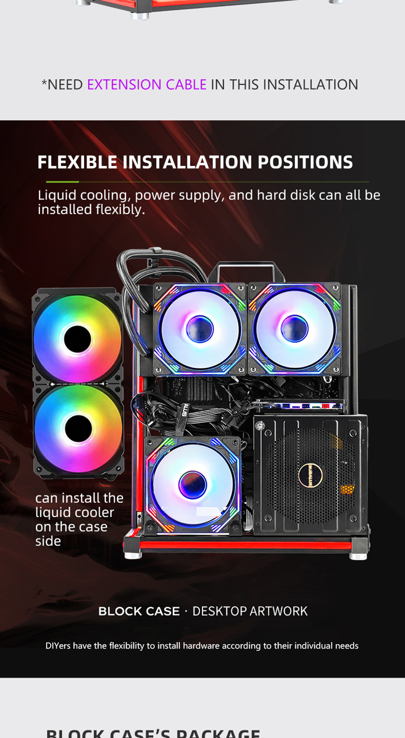 METALFISH BlockCase Aluminum Open Frame PC Case ATX M-ATX - picture 8