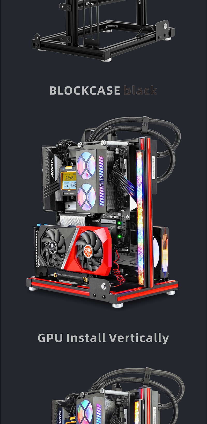 METALFISH BlockCase Aluminum Open Frame PC Case ATX M-ATX - picture 3