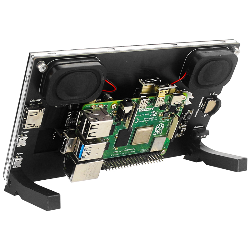 Rear view of the touch screen display with built in speakers
