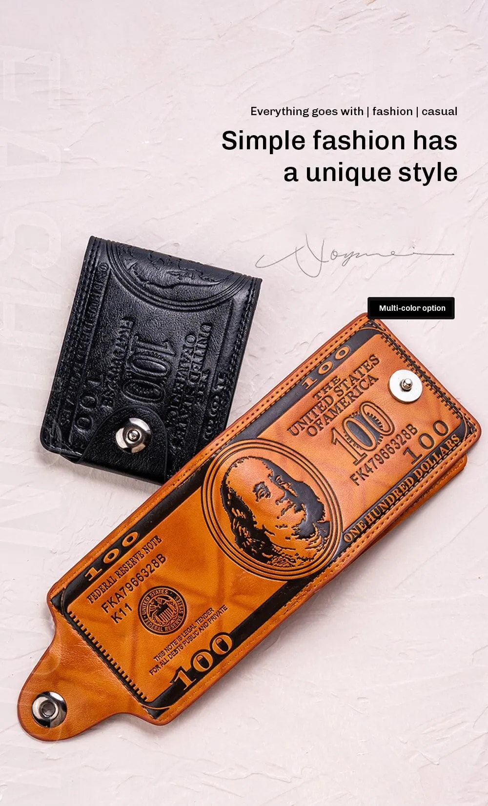 Mens 100 Dollar Bill Leather Wallet Card Holder - High-quality product image