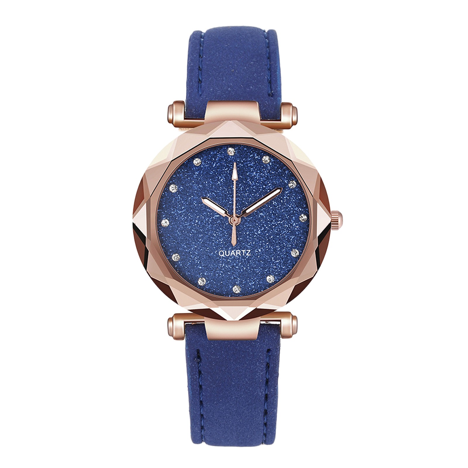 Womens Small Wrist Watch Leather Strap Roman Numeral Dial - Product close-up for better view