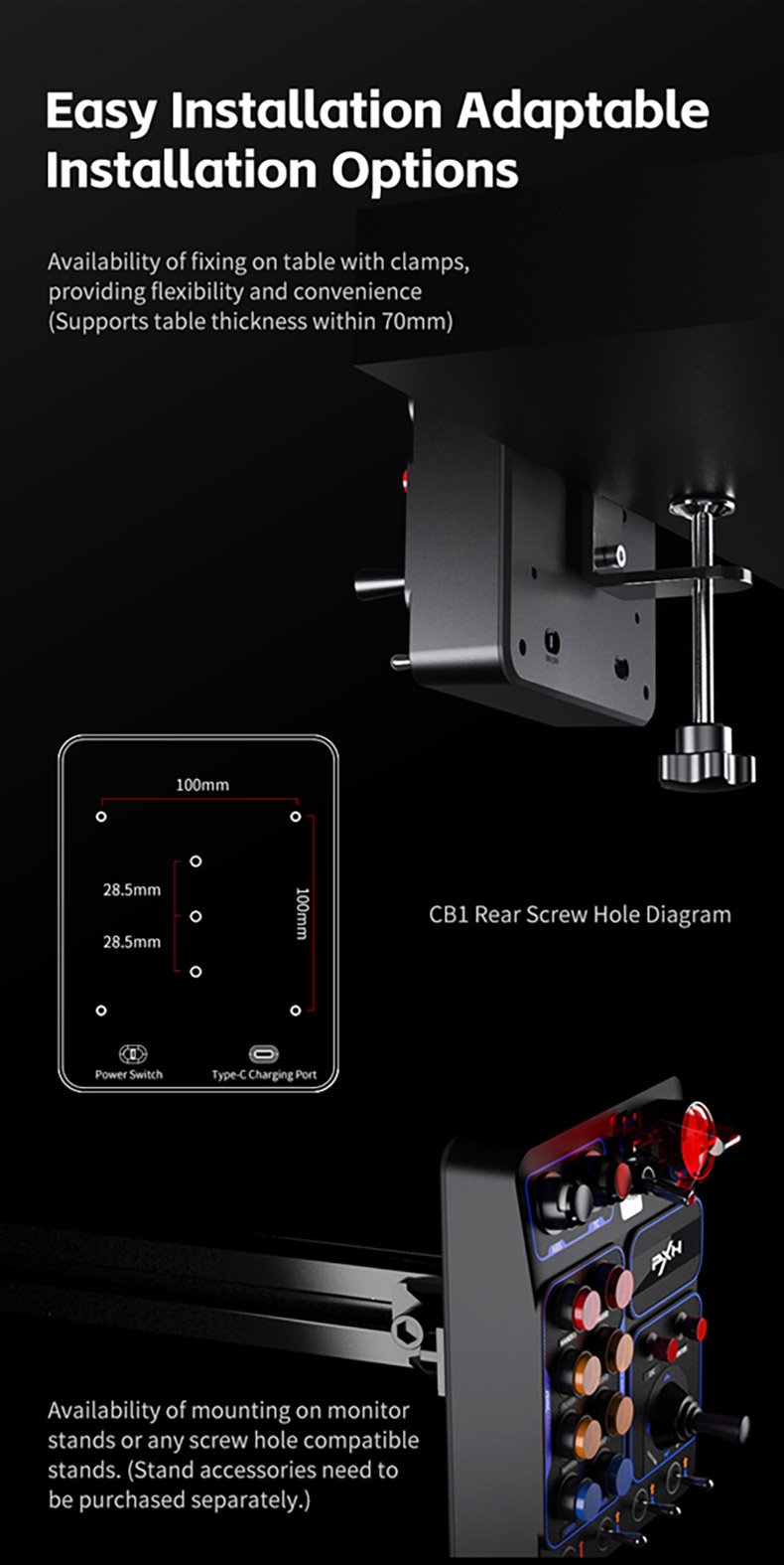 Programmable Control Box with 30 Buttons and RGB for PC - Angle view of the product in use