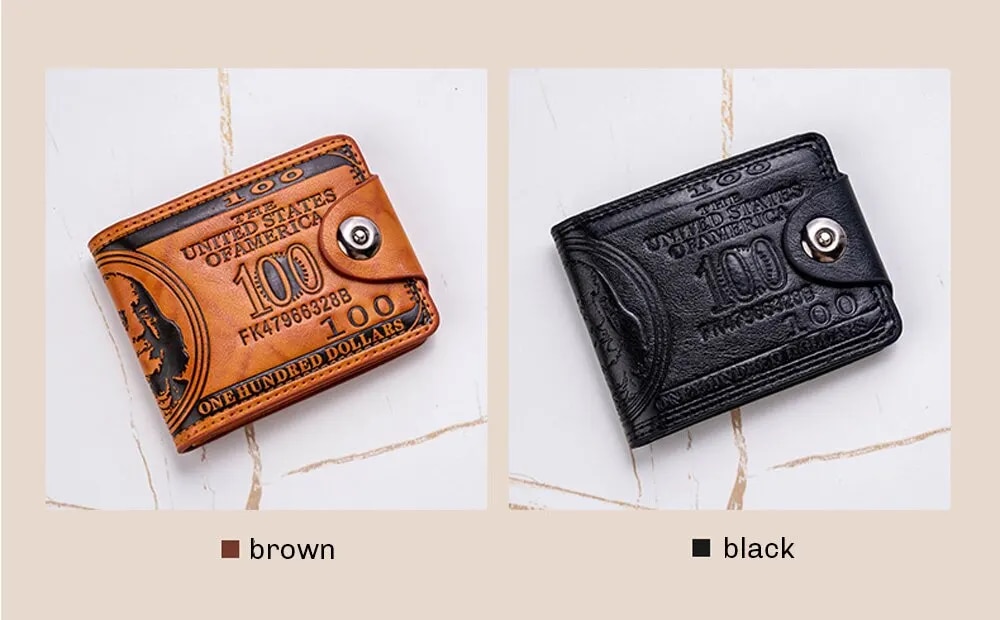 Mens 100 Dollar Bill Leather Wallet Card Holder - Product close-up for better view