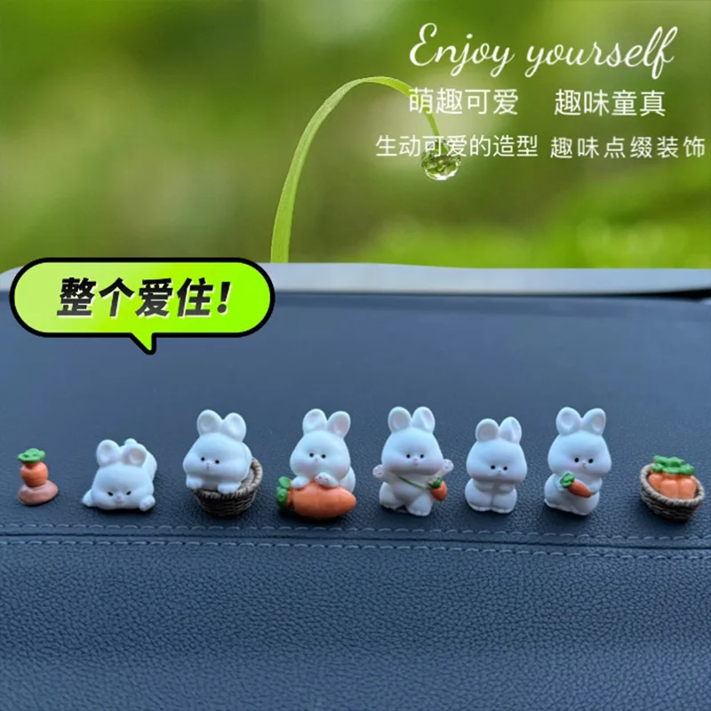 Cute Bunny Car Center Console Decor Accessories - Image highlighting product features
