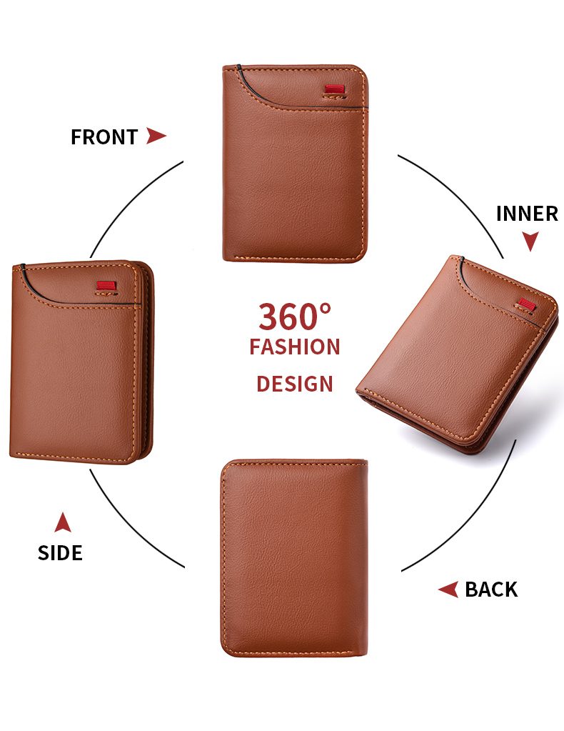 Mens Vertical Wallet Slim Multi Card Mini Card Holder - Zoomed image showing craftsmanship