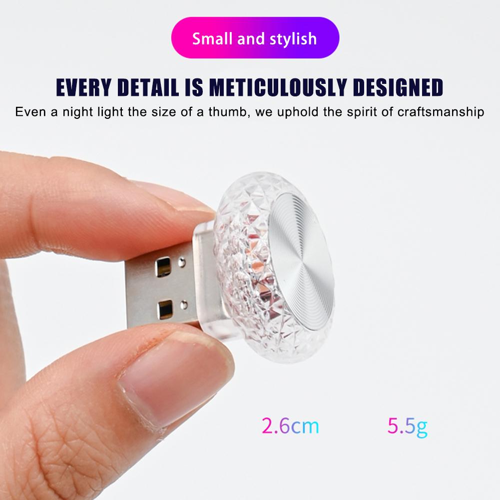 Car USB Ambient LED Lights Portable Mini Atmosphere Lamp - Side view of the item