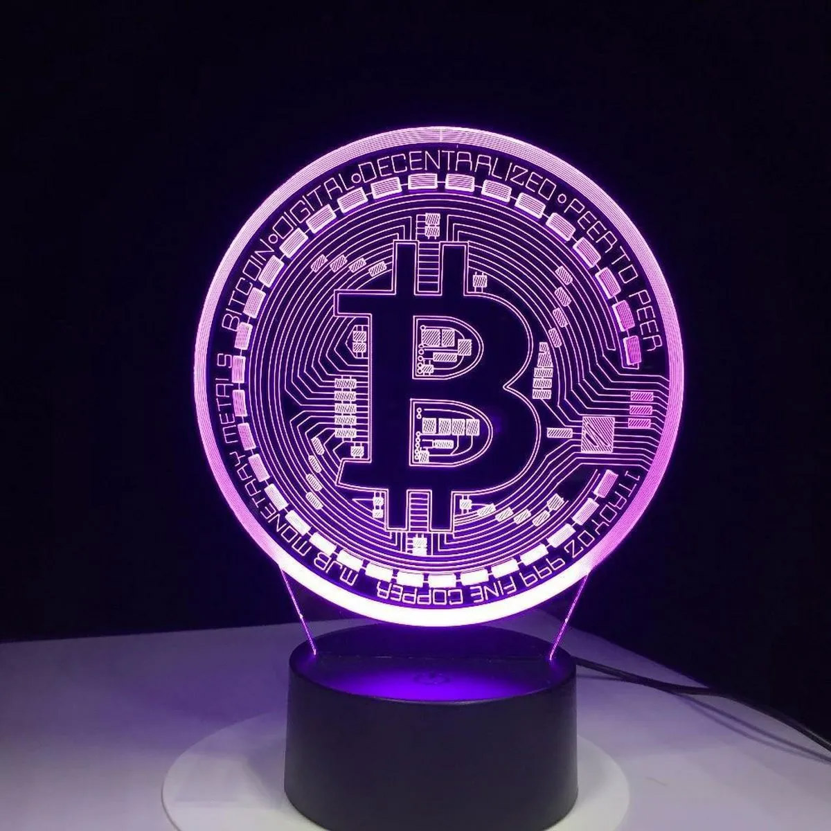 Bitcoin 3D LED Night Light Touch Lamp - Product close-up for better view