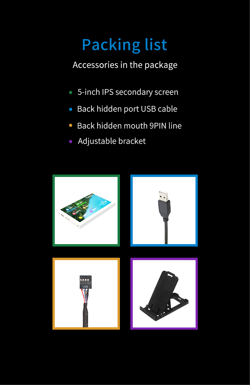 Packing list A1 with 3.5 inch usbc ips screen