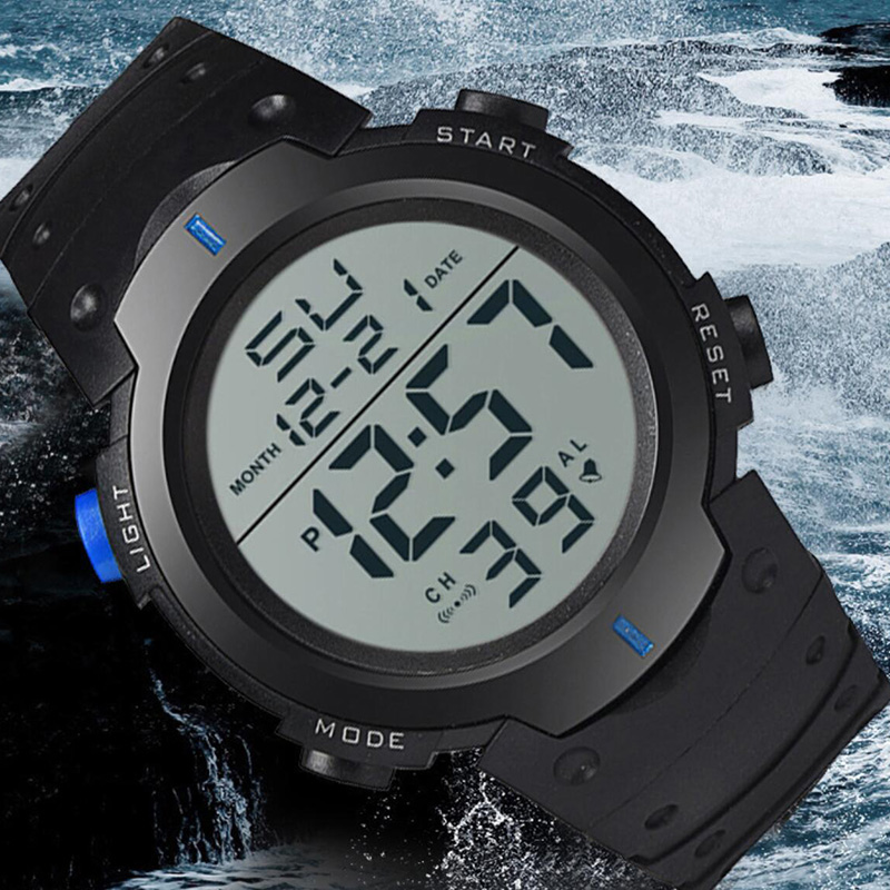 Mens Waterproof Sports Fitness Digital Watch - Zoomed image showing craftsmanship
