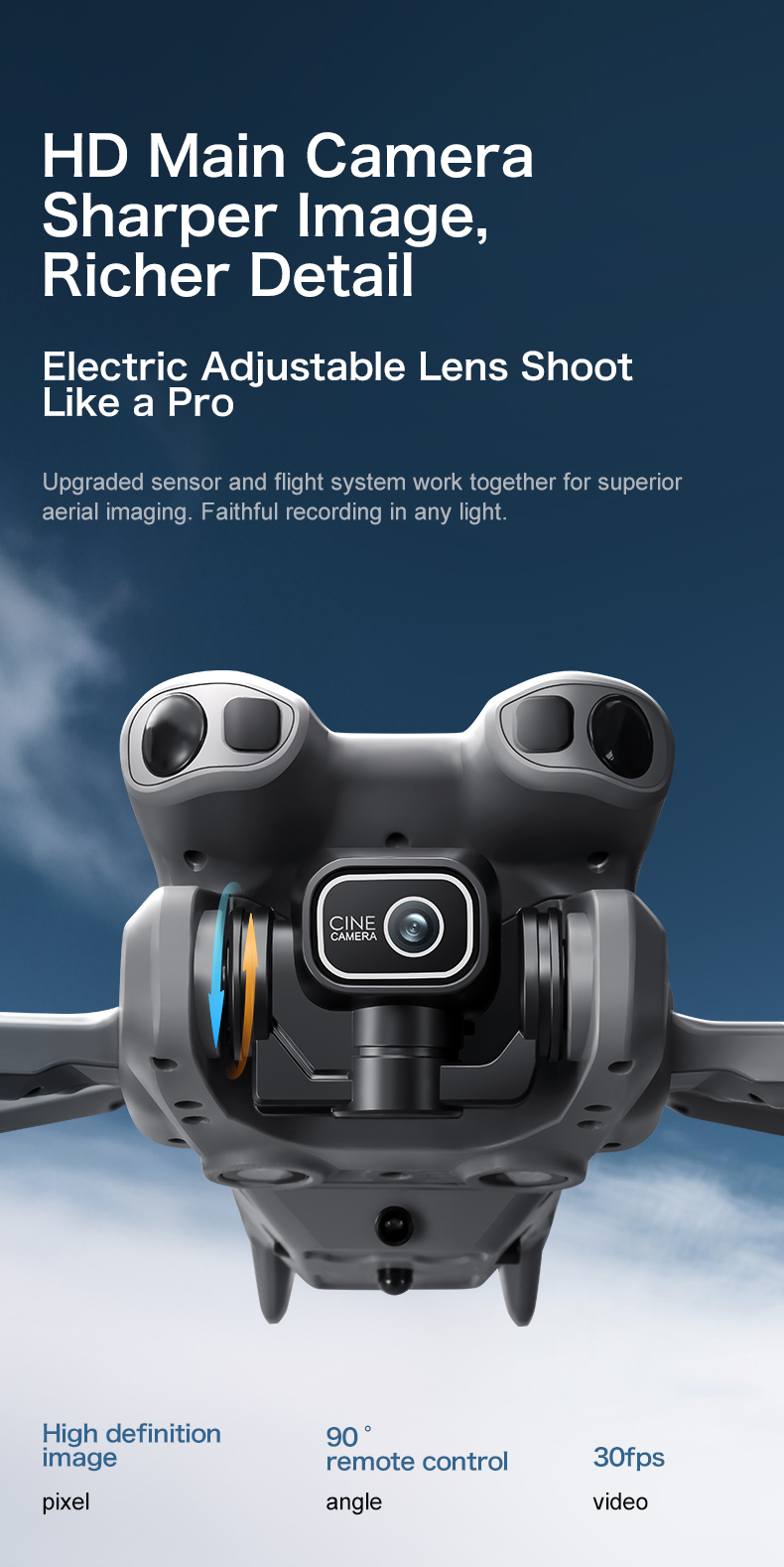 8K GPS Drone with Camera Professional RC Quadcopter - Side view of the item