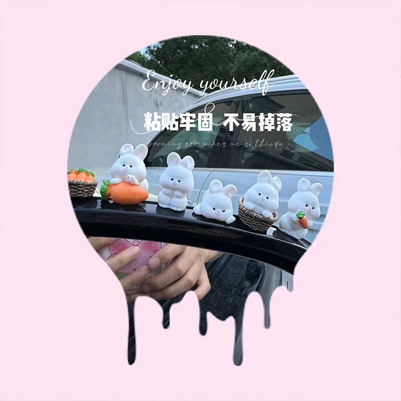 Cute Bunny Car Center Console Decor Accessories - Side view of the item