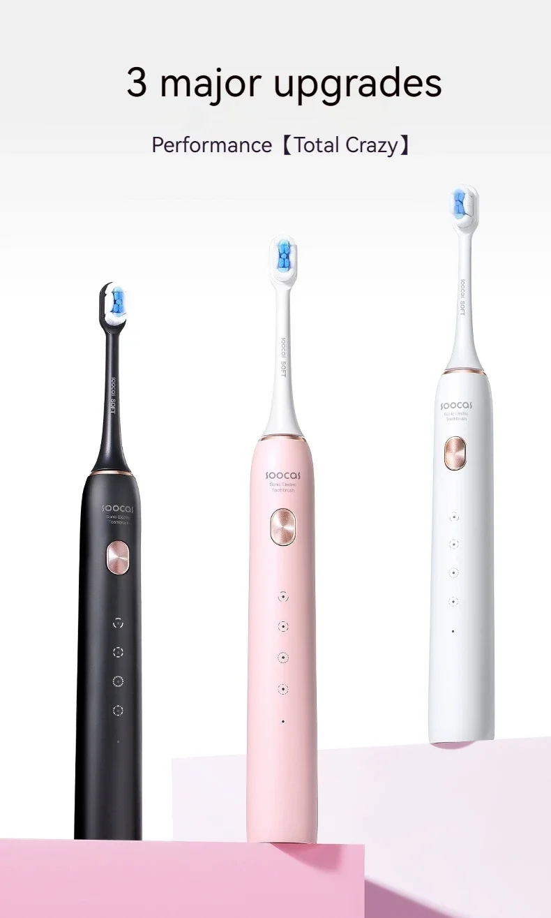 Soocas X3S electric toothbrush showing 1000mah battery and 180 days life