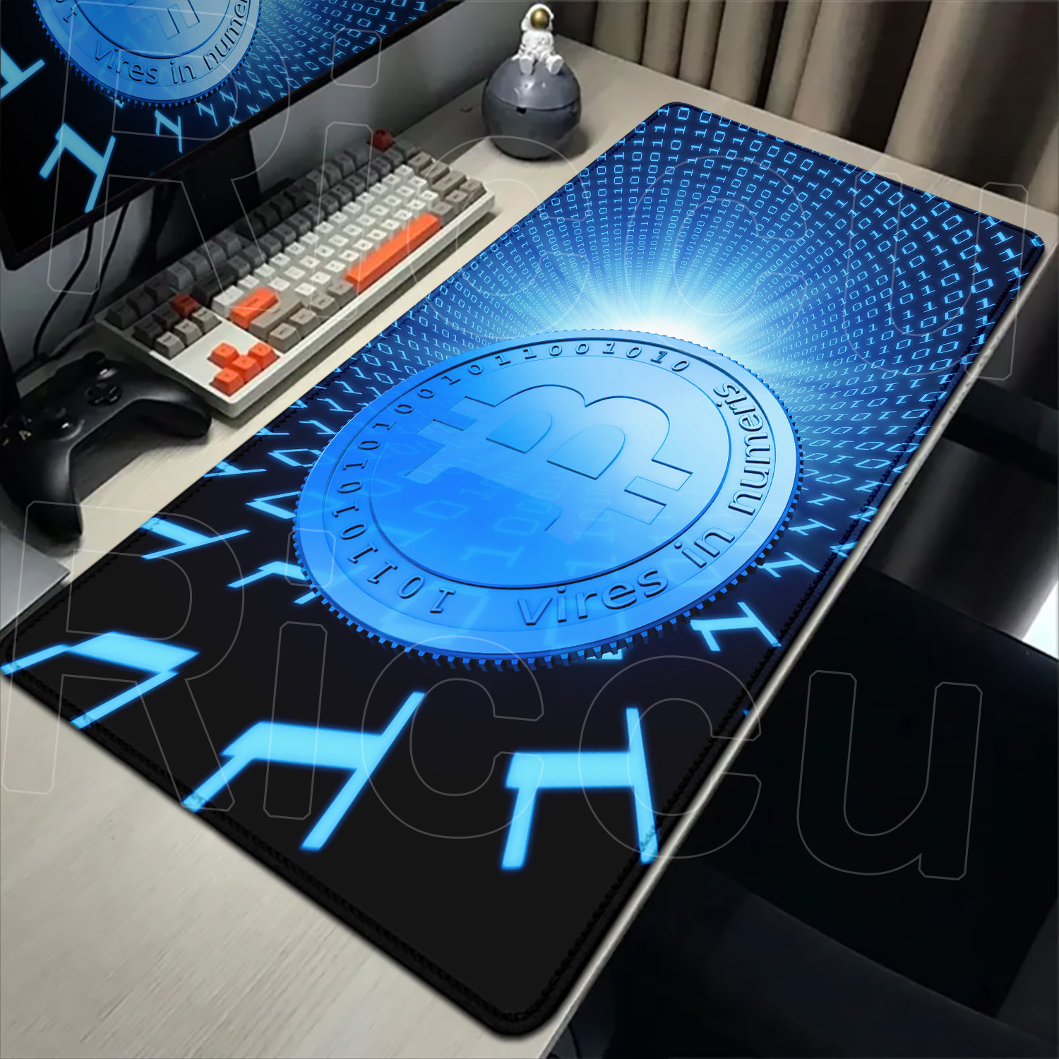 Bitcoin Mouse Pad XXL Large Desk Mat Gaming Deskpad 90x40cm - Zoomed image showing craftsmanship