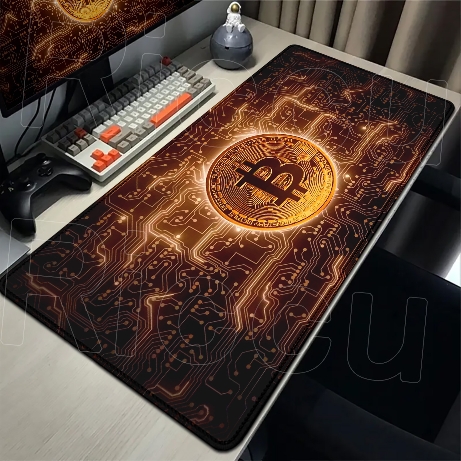 Bitcoin Mouse Pad XXL Large Desk Mat Gaming Deskpad 90x40cm - Detailed surface texture up close