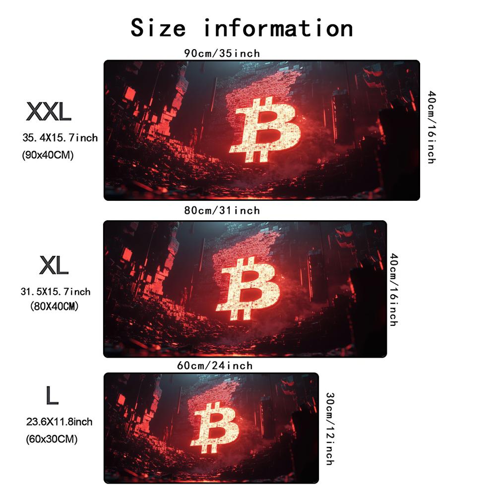 Cryptocurrency themed long mousepad for computer setup