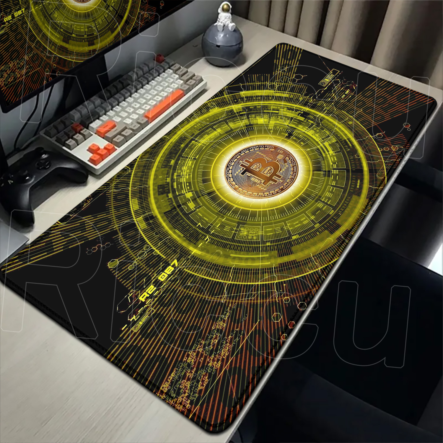 Bitcoin Mouse Pad XXL Large Desk Mat Gaming Deskpad 90x40cm - Angle view of the product in use