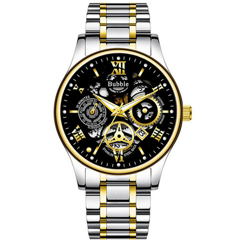 Mens Quartz Watch Waterproof Luxury Hollow Dial Wristwatch - High-quality product image