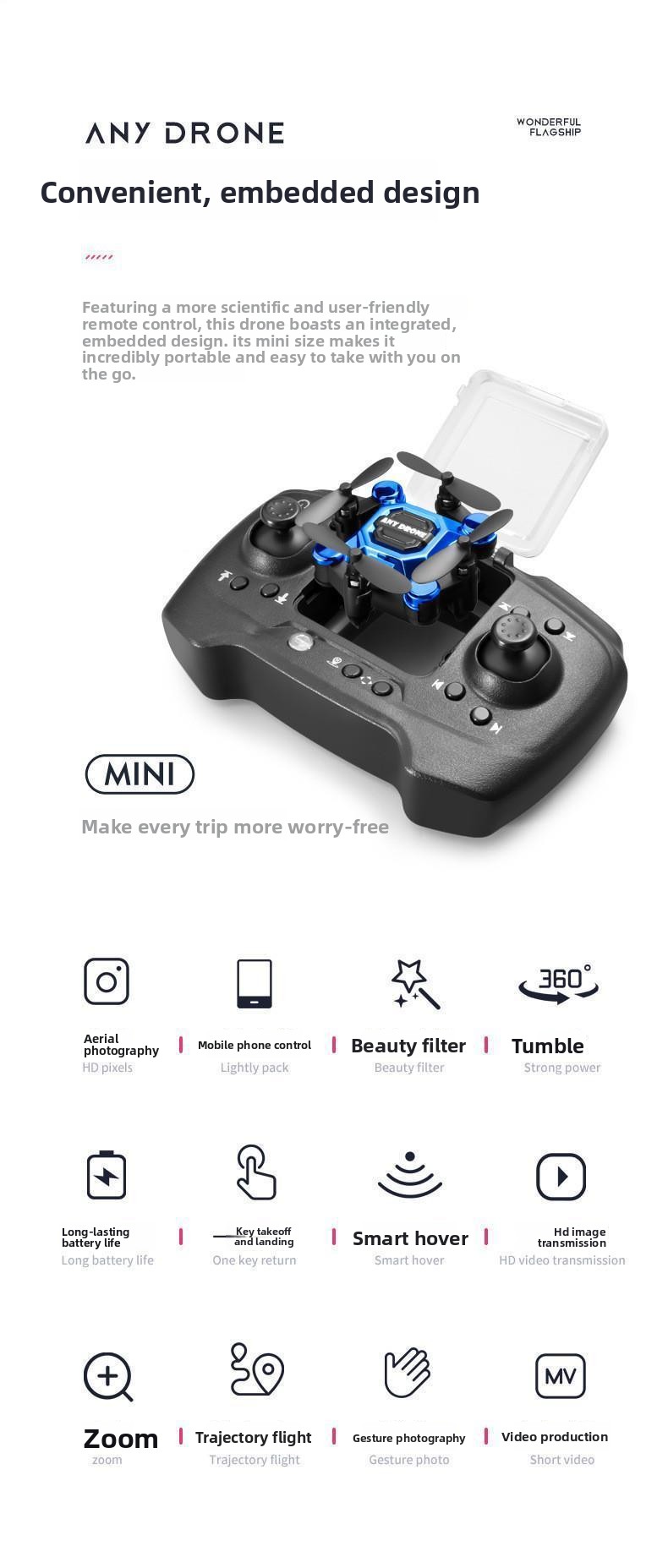 Mini Camera Drone Folding Remote Control Toy Helicopter - High-quality product image