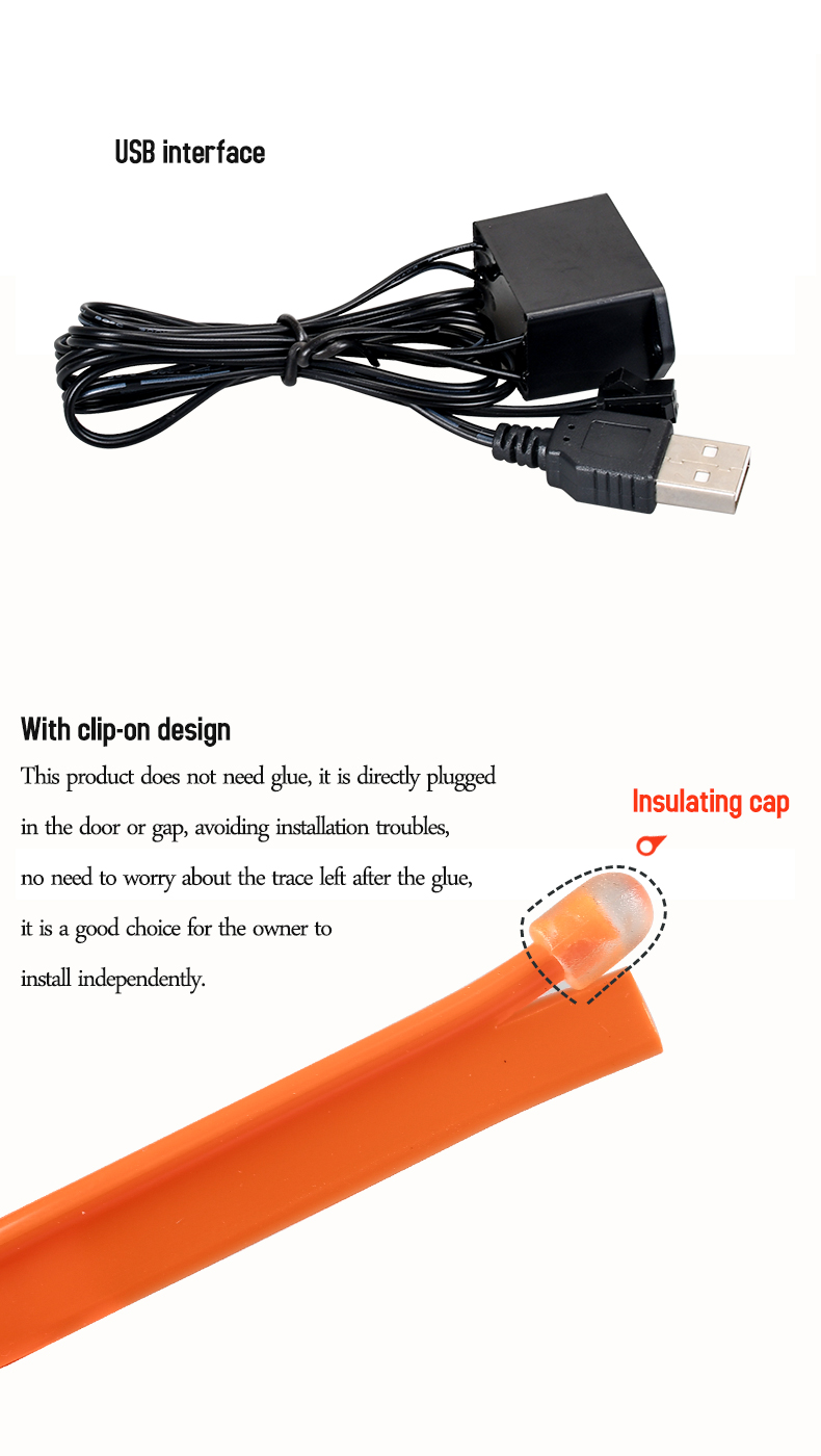5m LED Car Interior Atmosphere Light USB Strip - Product close-up for better view