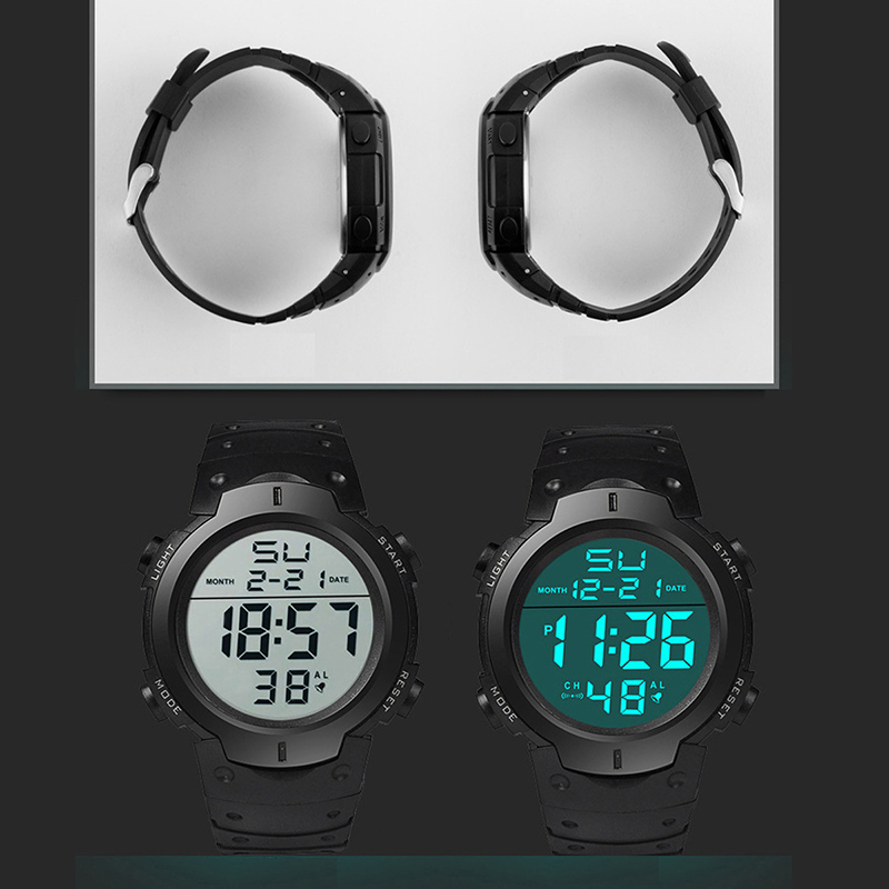 Mens Waterproof Sports Fitness Digital Watch - Premium material and texture showcase