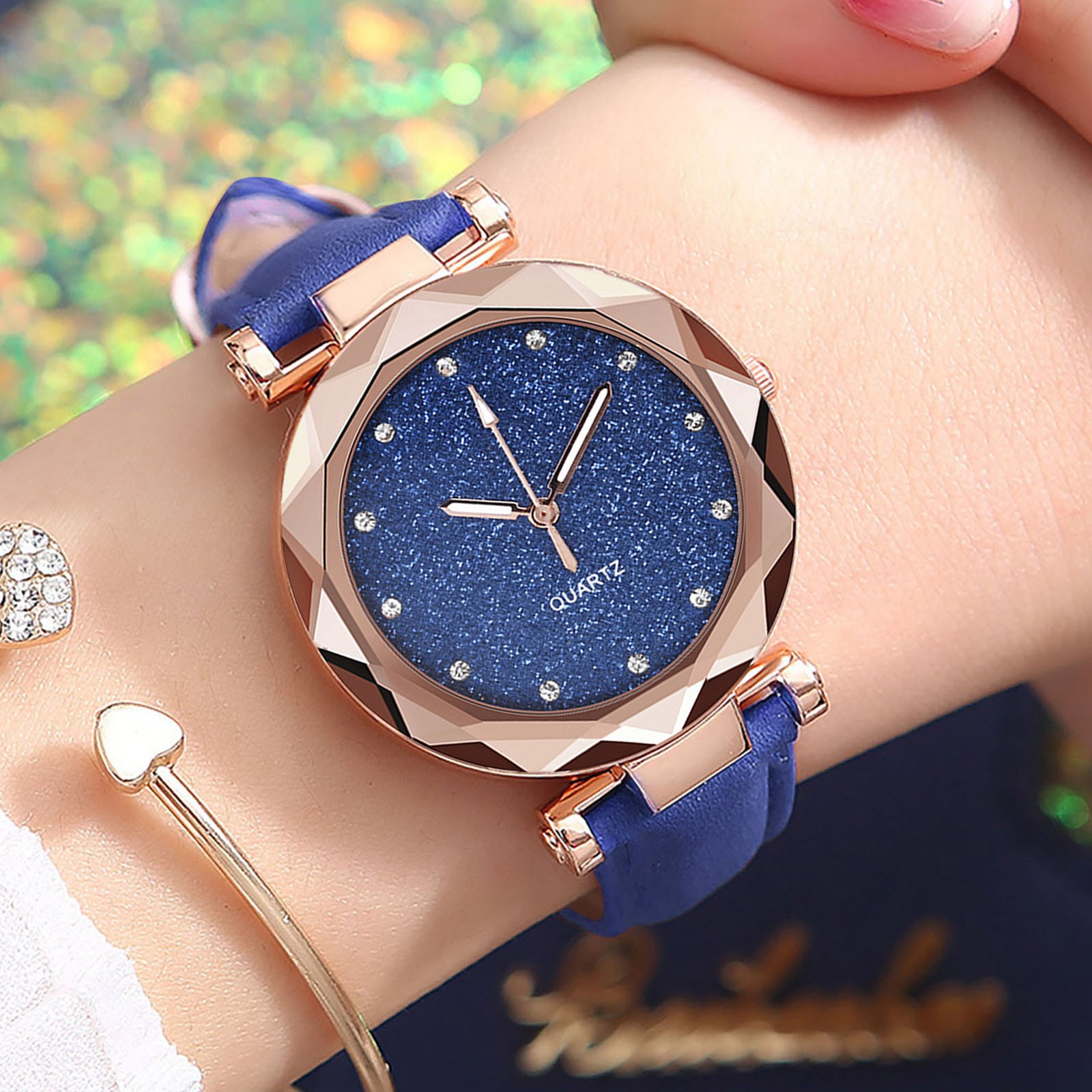 Womens Small Wrist Watch Leather Strap Roman Numeral Dial - Elegant design displayed