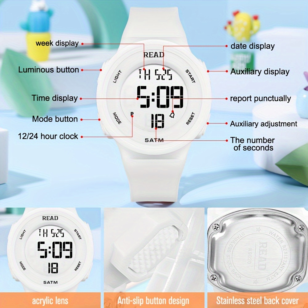Womens Digital LED Watch Waterproof Fashion Wristwatch - Zoomed image showing craftsmanship