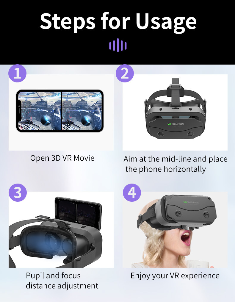 Compatible smartphone size illustration for the VR headset