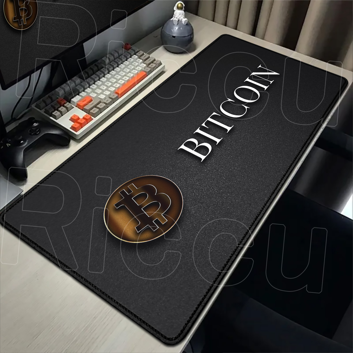 Bitcoin Mouse Pad XXL Large Desk Mat Gaming Deskpad 90x40cm - Side view of the item