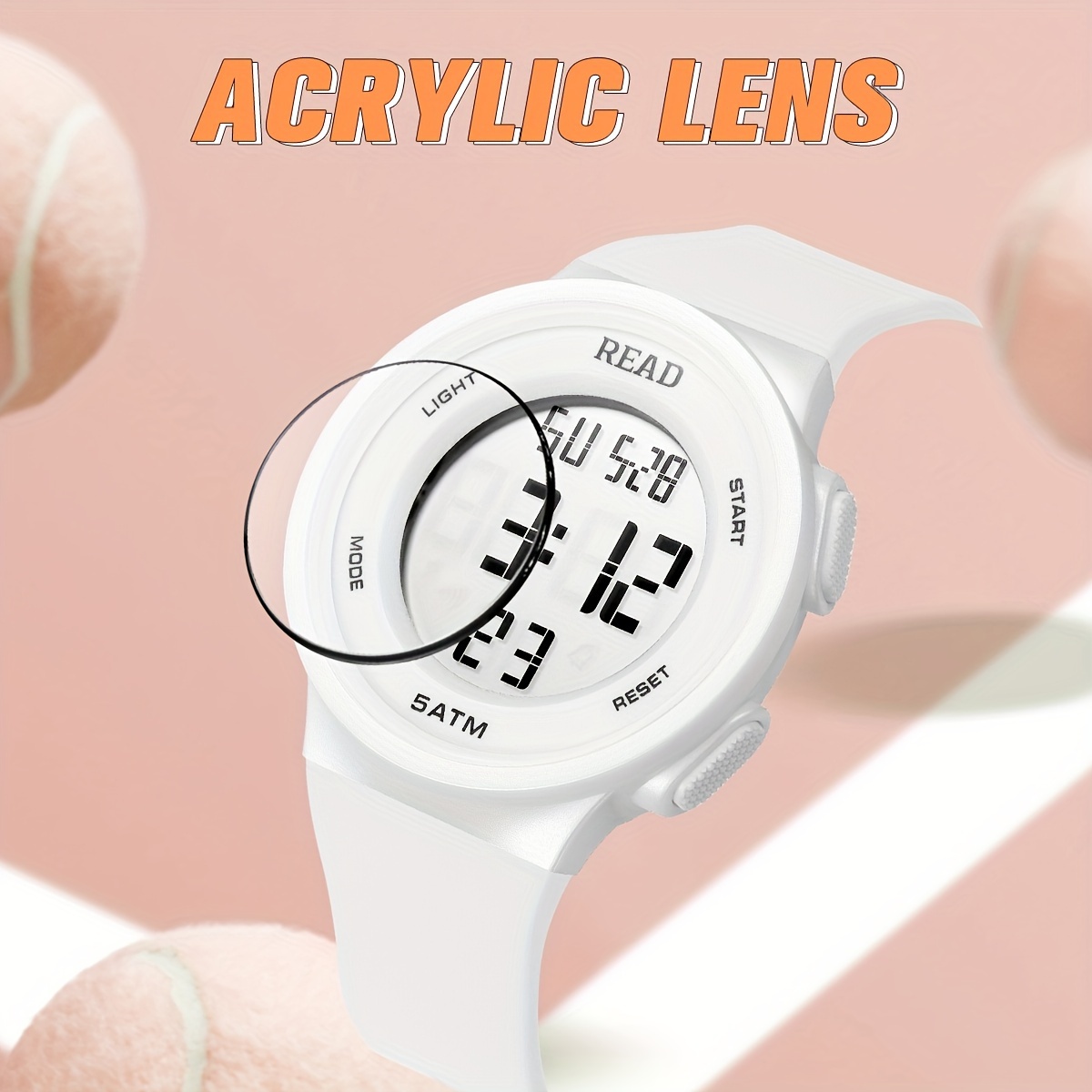 Womens Digital LED Watch Waterproof Fashion Wristwatch - Image highlighting product features