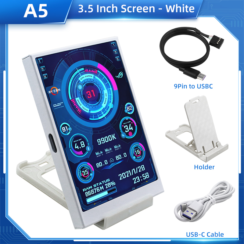 Packing list A6 with white 3.5 inch usbc ips screen