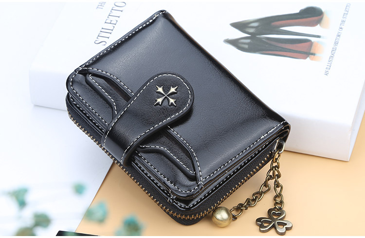 Womens Short Leather Wallet Small Card and Coin Purse - Front-facing product display