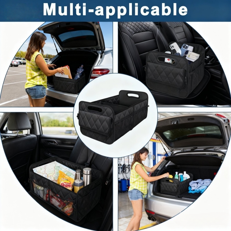 Car Trunk Organizer for SUV with 6 Pockets - Image highlighting product features
