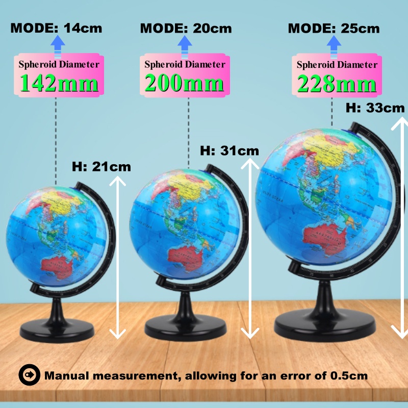 Energy-saving LED world globe desk lamp for office or study