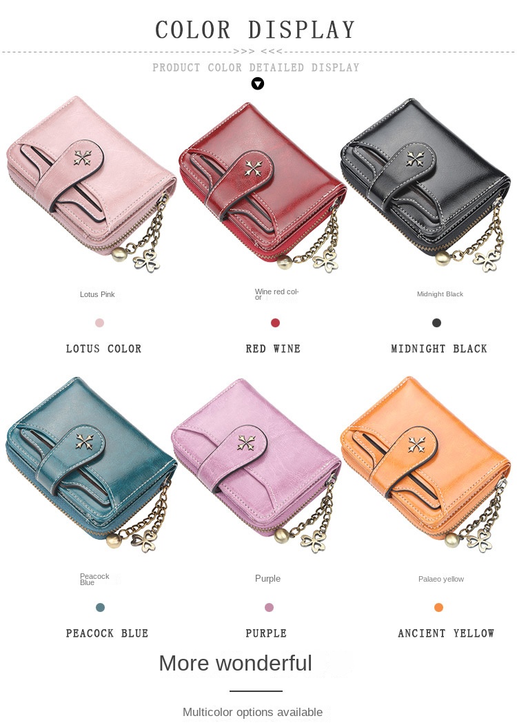 Womens Short Leather Wallet Small Card and Coin Purse - Zoomed image showing craftsmanship