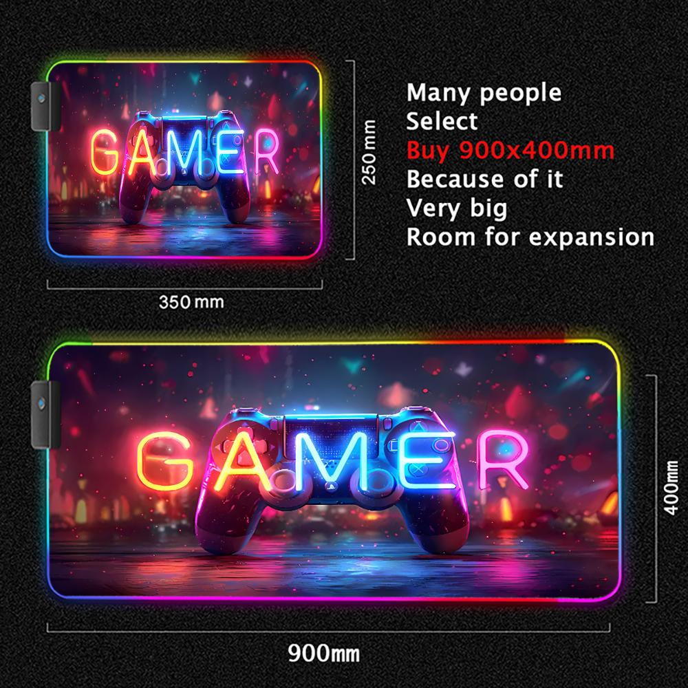 Extended gaming mouse pad with gamepad pattern