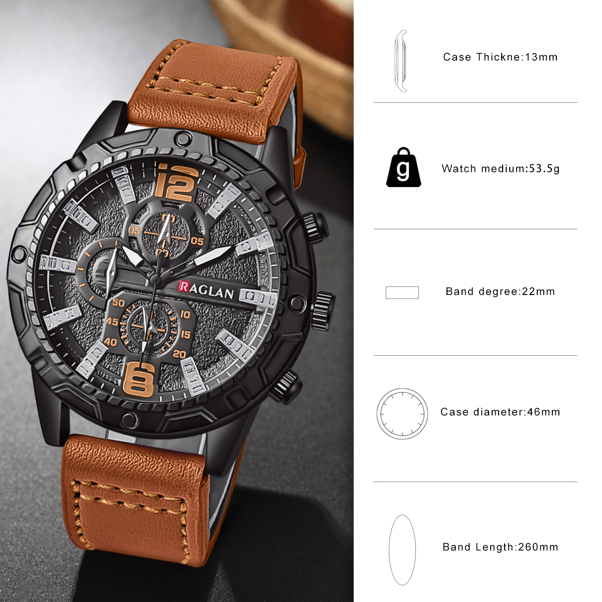 Mens Leather Watch Fashion Wristwatch - Lifestyle shot of the product