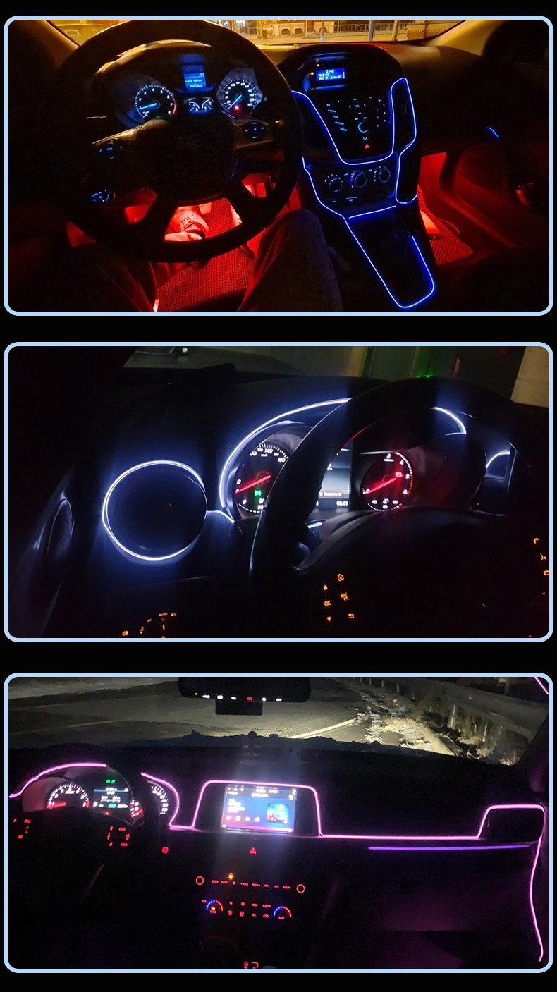 5m LED Car Interior Atmosphere Light USB Strip - Image highlighting product features