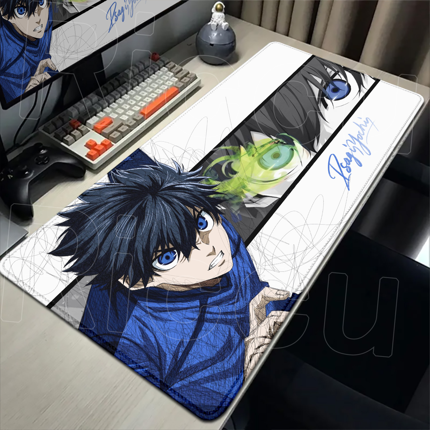 Blue Lock Rin Itoshi anime large gaming mouse pad