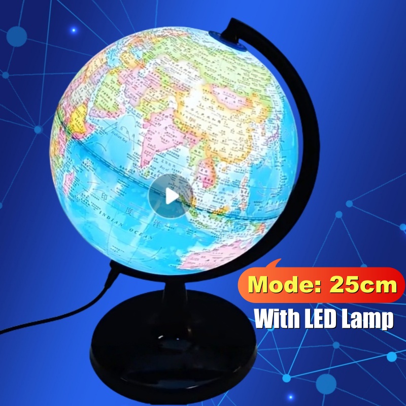 Terrestrial craft globe lamp connected with USB charging cable
