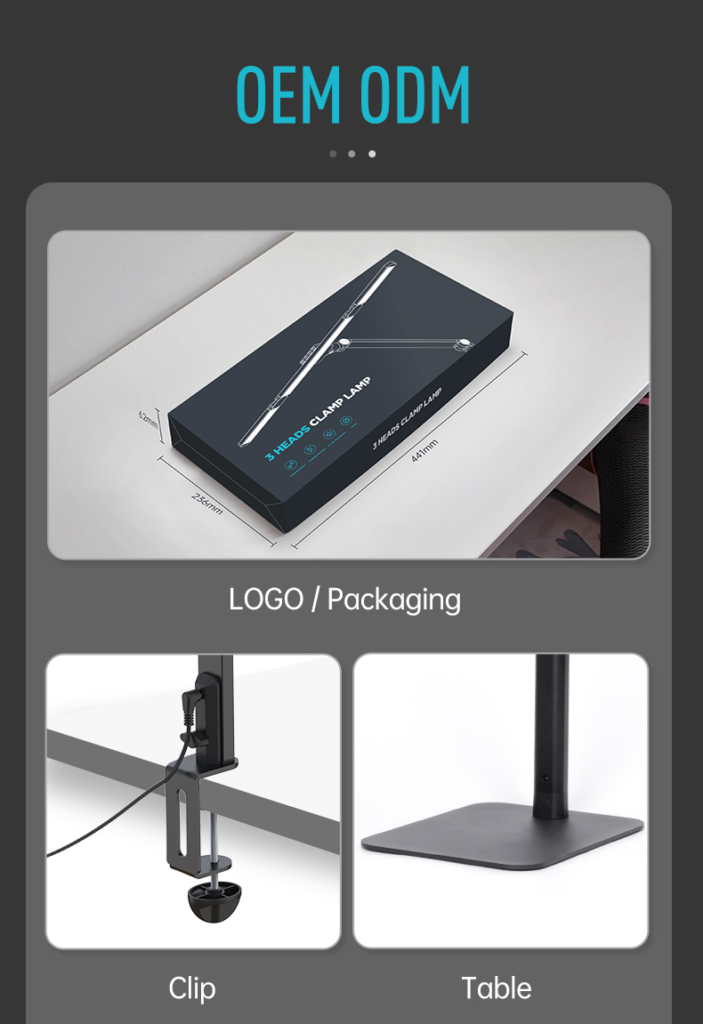 LED Desk Lamp with Clamp and Remote Dimming 24W - Sleek profile against neutral background