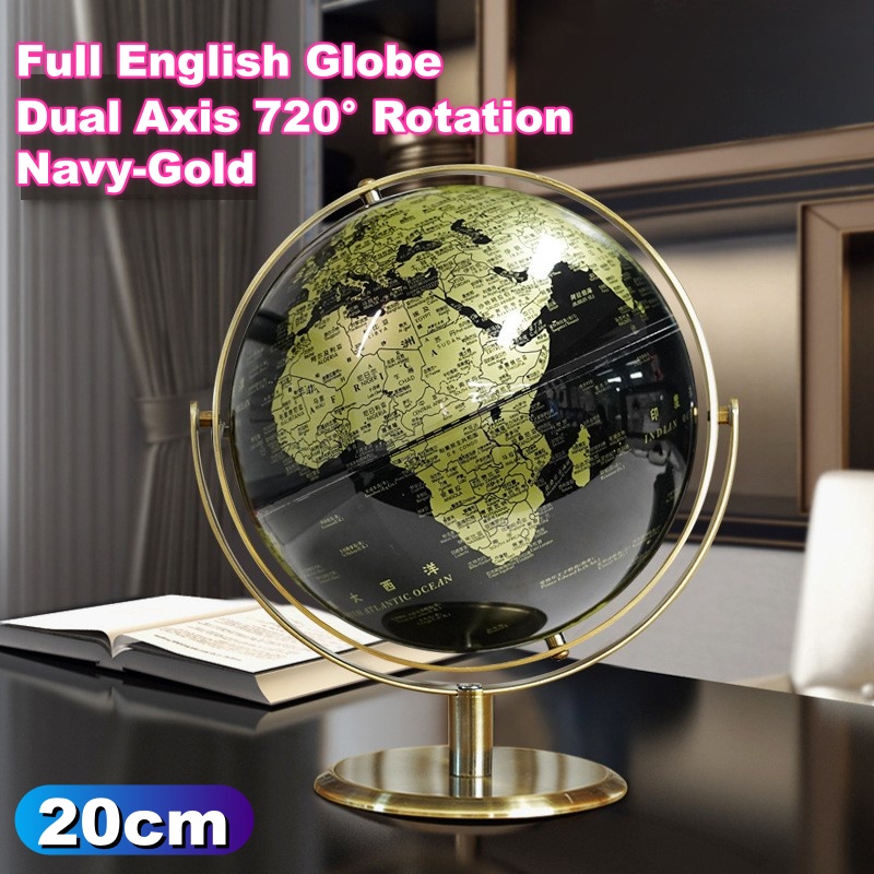 Geography globe with metal bracket and dual axis rotation