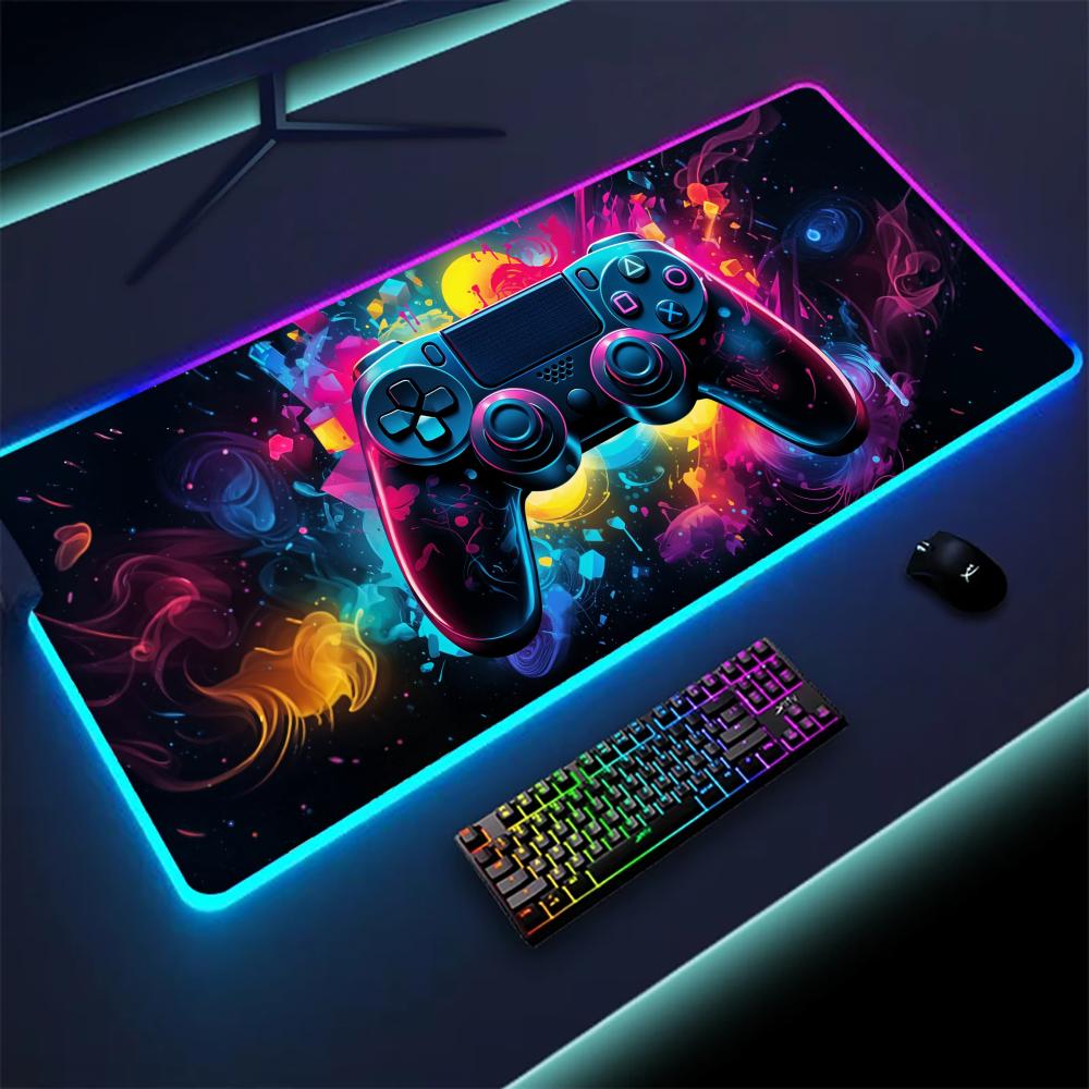 Colorful LED light gaming desk mat
