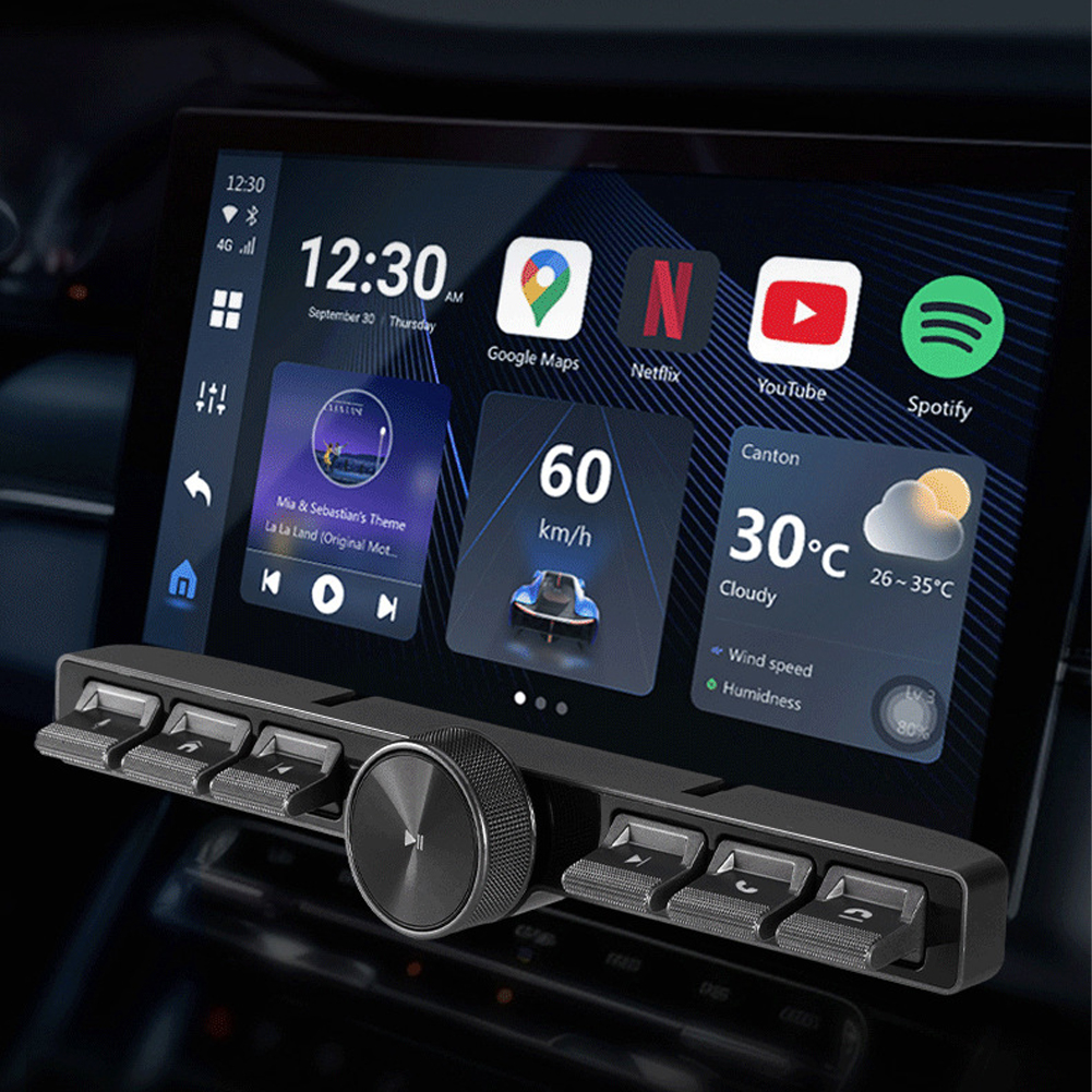 Wireless Car Steering Wheel Remote Control Media Player - Angle view of the product in use
