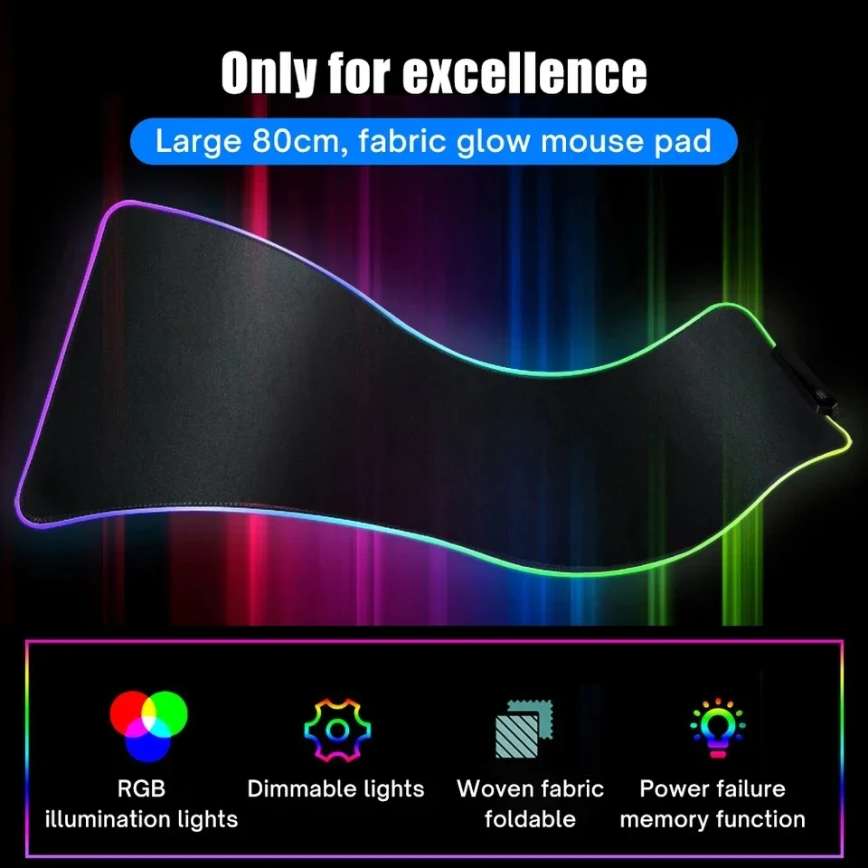 Large gaming mouse pad with LED lighting