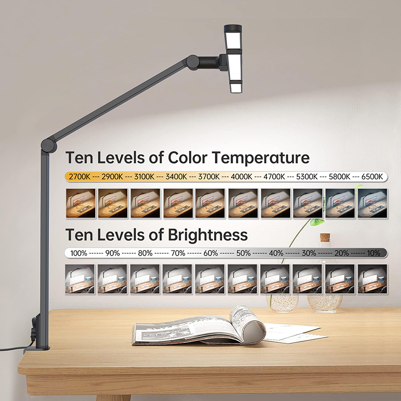 LED Desk Lamp with Clamp and Remote Dimming 24W - Product shown with accessories