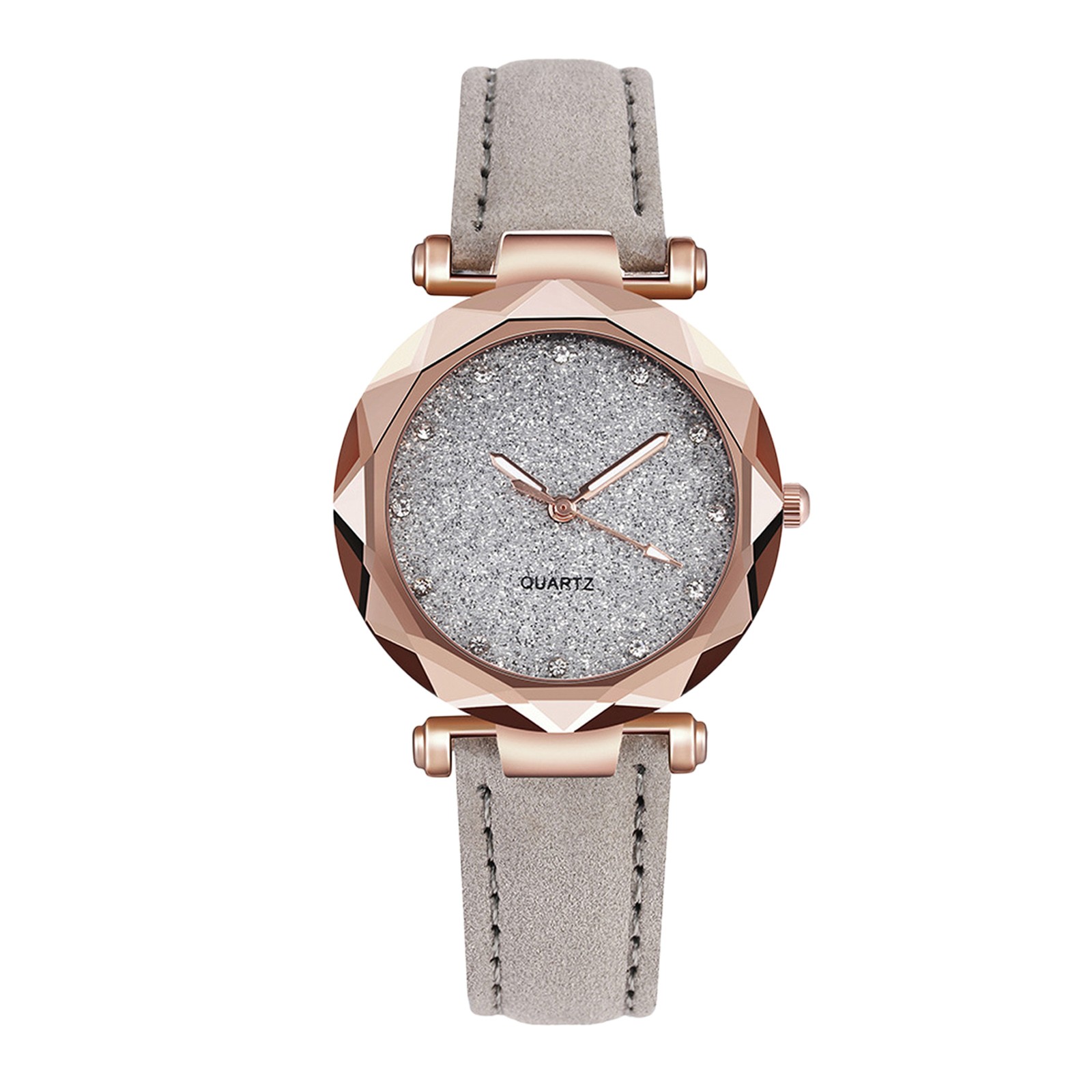 Womens Small Wrist Watch Leather Strap Roman Numeral Dial - Zoomed image showing craftsmanship