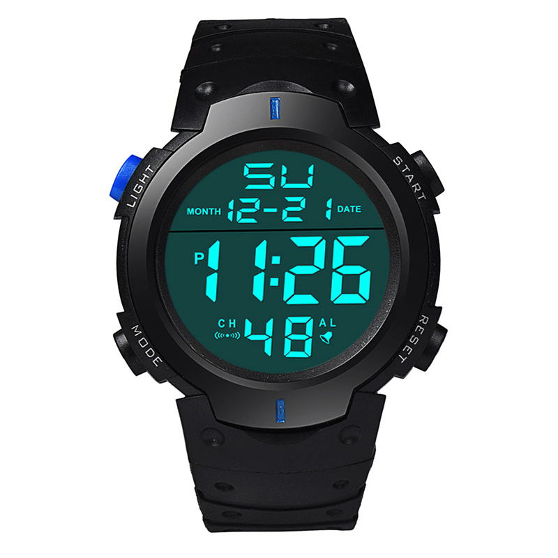 Mens Waterproof Sports Fitness Digital Watch - Angle view of the product in use