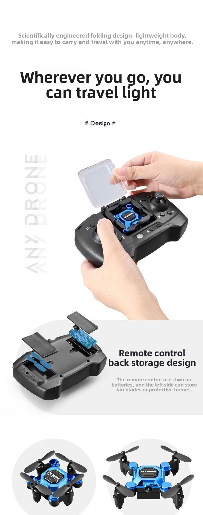 Mini Camera Drone Folding Remote Control Toy Helicopter - Product close-up for better view