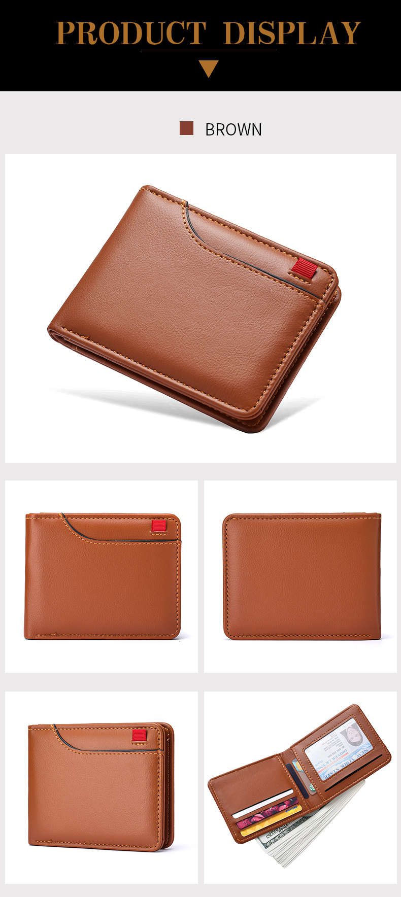Mens Vertical Wallet Slim Multi Card Mini Card Holder - Sleek profile against neutral background